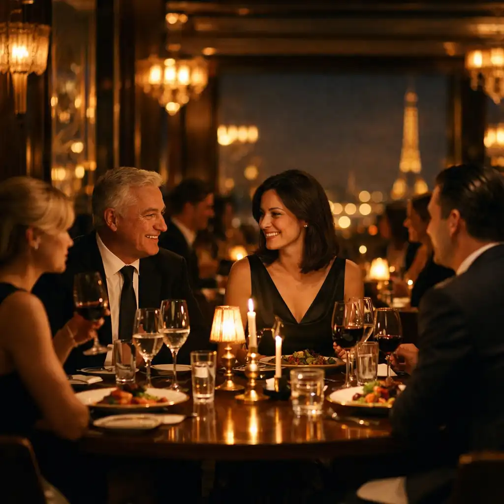 Dîner d’entreprise élégant dans un restaurant parisien