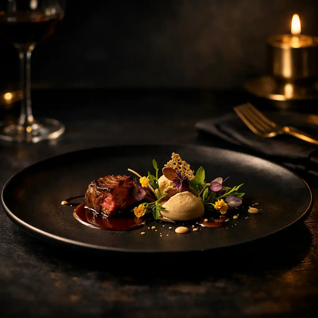 Assiette gastronomique française élégante
