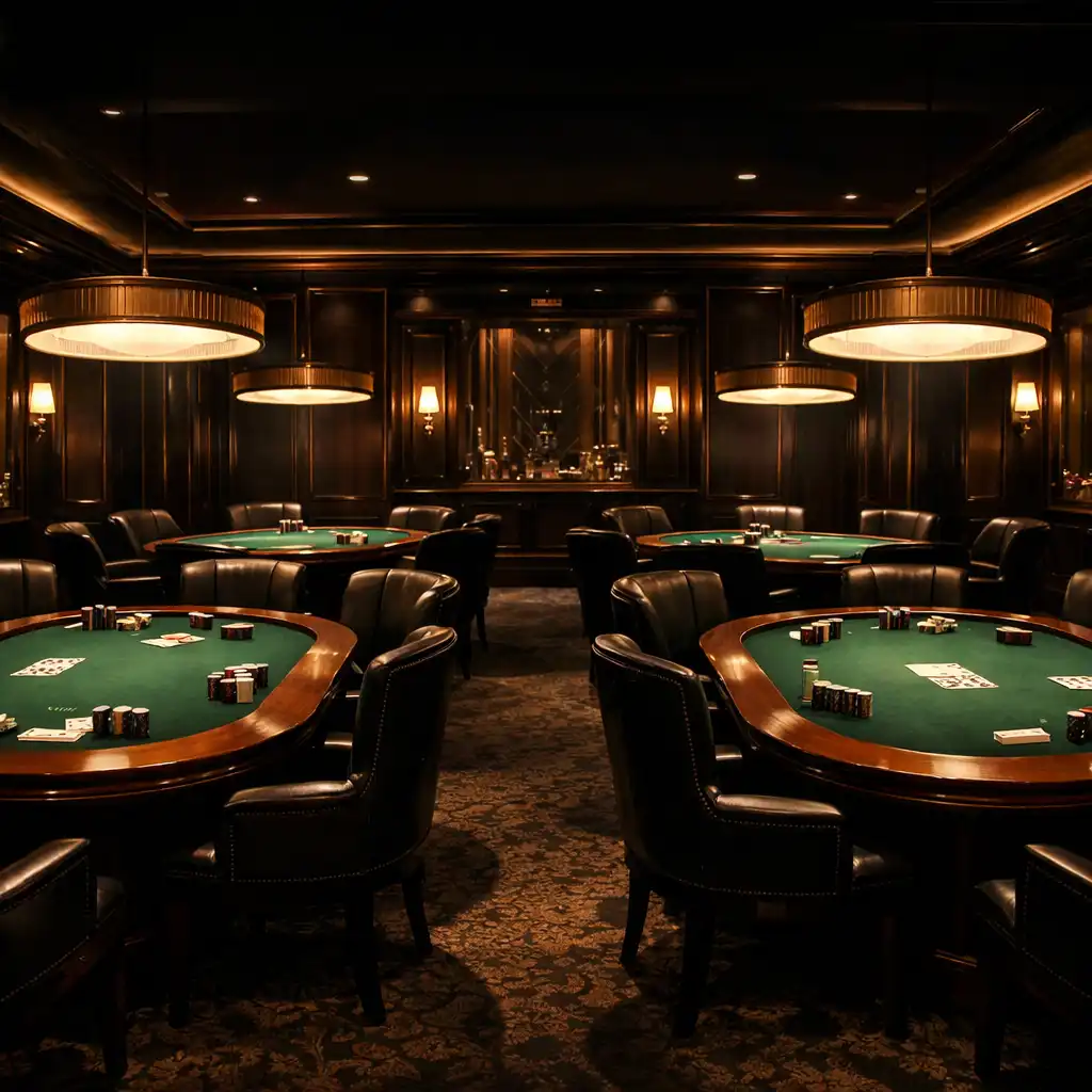 Tables de poker élégantes avec éclairage ciblé
